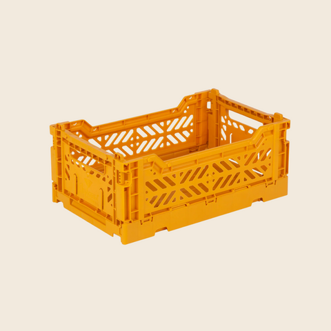 Mini Folding Storage Crate | Mustard Yellow