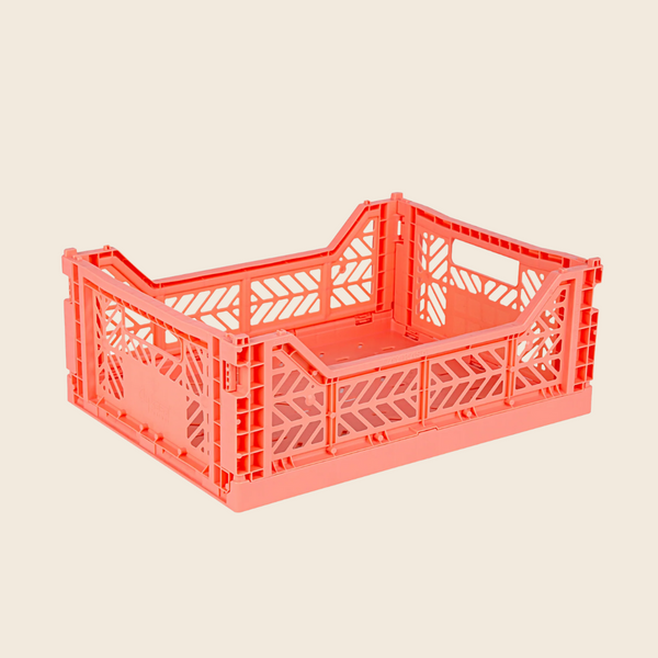 Midi Folding Storage Crate | Salmon Pink