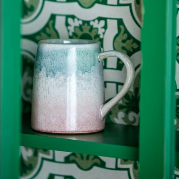 Winnie Stoneware Mug | Green and Pink