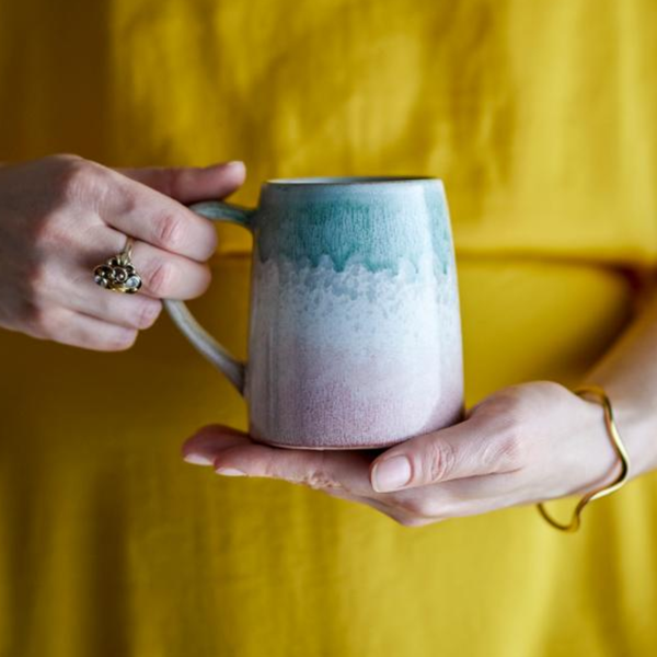 Winnie Stoneware Mug | Green and Pink