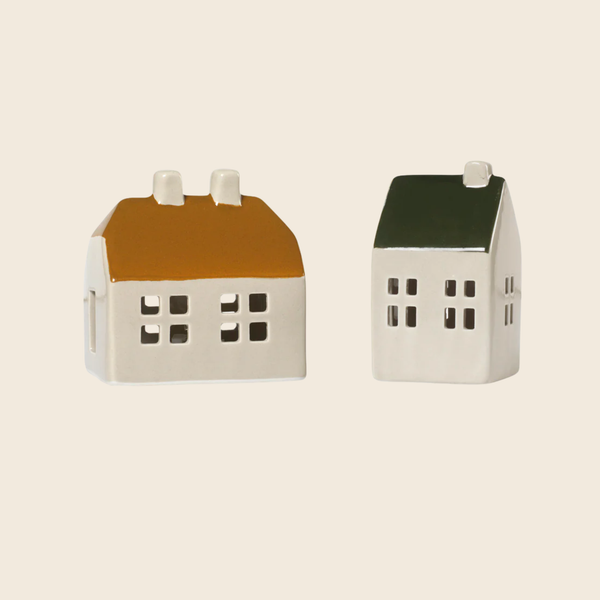 Bo Ceramic Candle House Decoration | Brown or Green