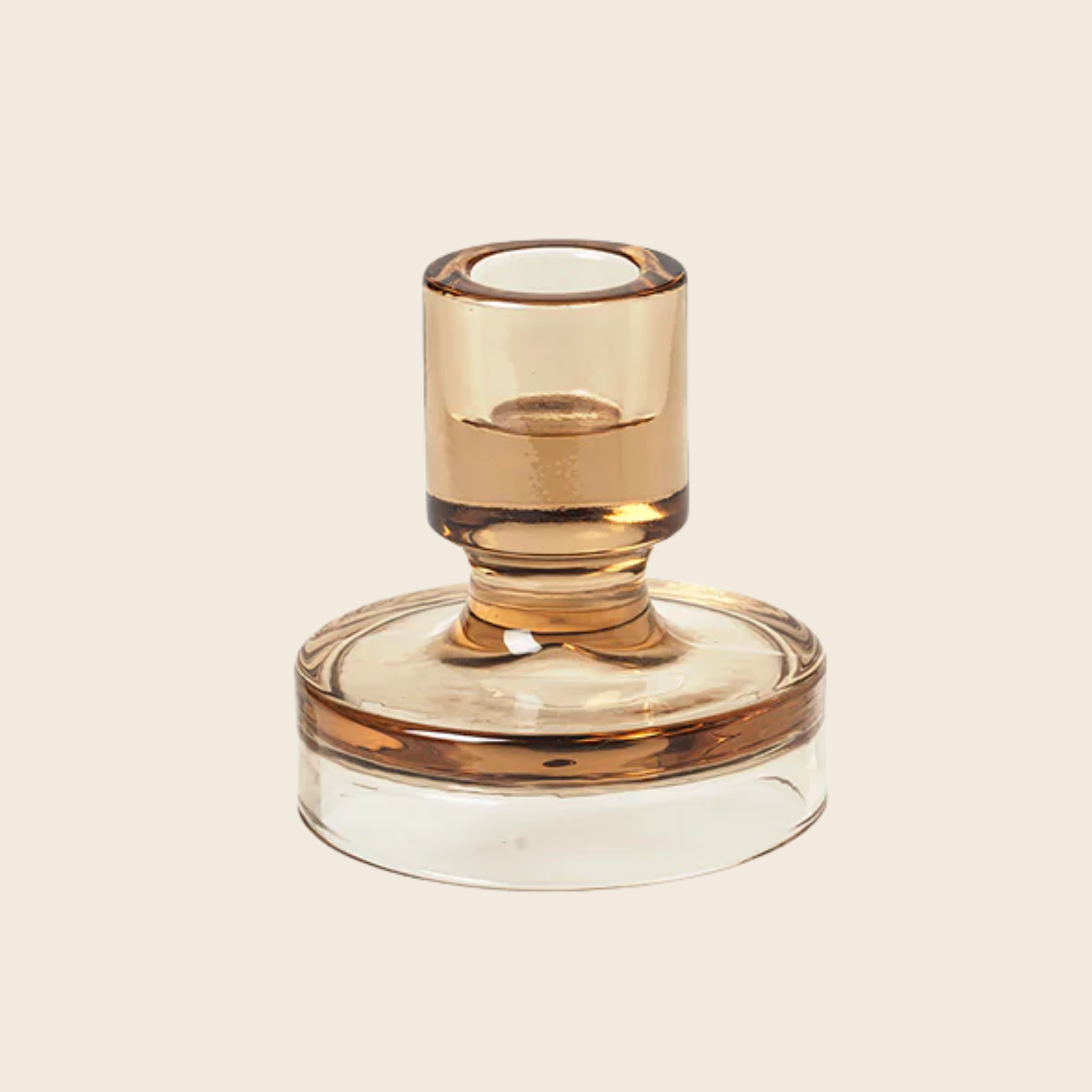 Glass Petra Candle Holder | Amber Tan