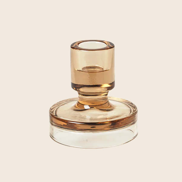 Glass Petra Candle Holder | Amber Tan