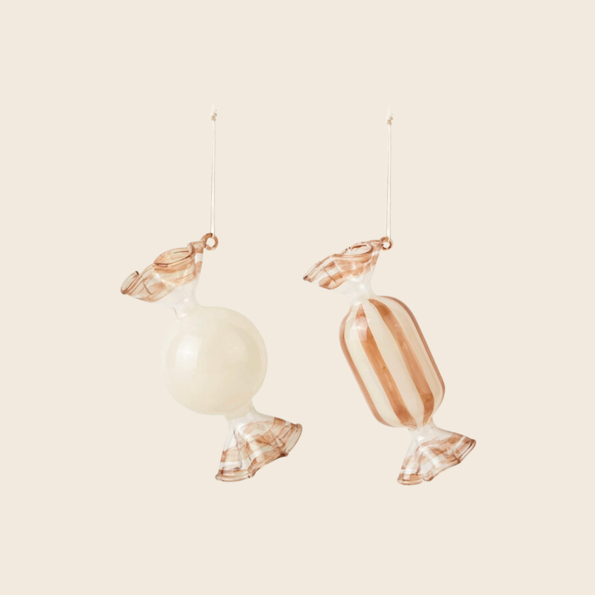 Glass Candy Ornaments Set | Cream
