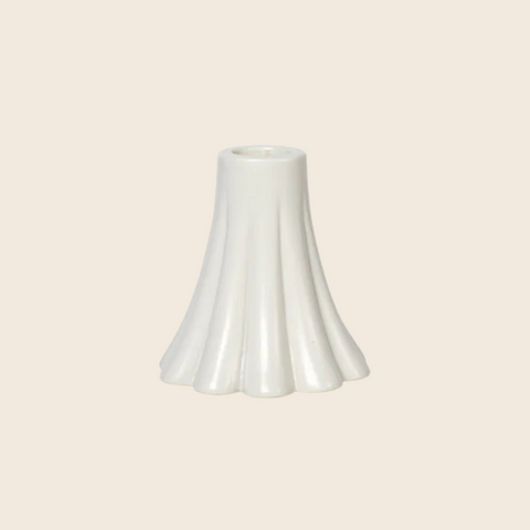 White Ceramic Heli Candle Holder