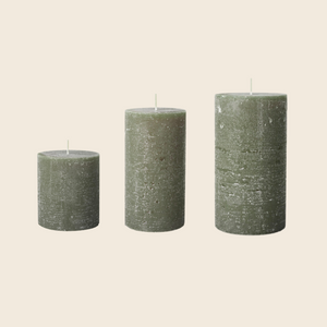 Green Rustic Pillar Candle | Three Sizes