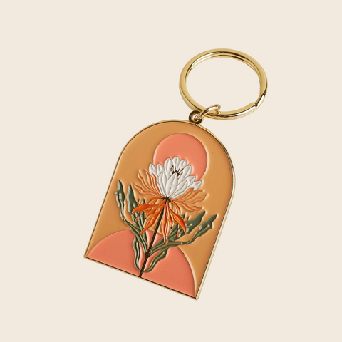 Cactus Flower Enamel Keyring