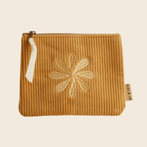 Corduroy Flower Pouch | Marigold Yellow