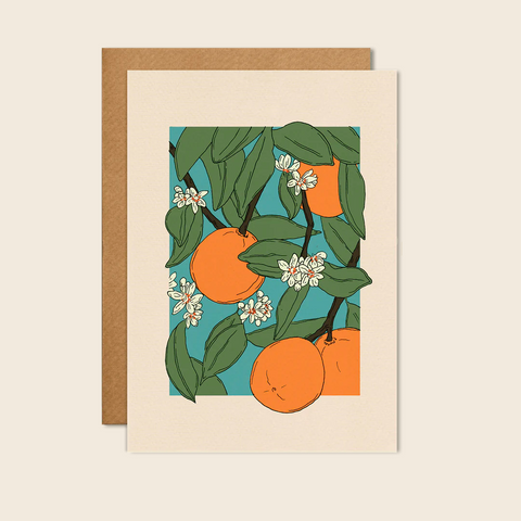 Cai and Jo Orange Tree Art Card