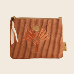 Corduroy Palm Tree Pouch | Dusty Pink