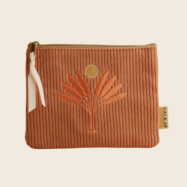 Corduroy Palm Tree Pouch | Dusty Pink