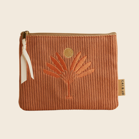 Corduroy Palm Tree Pouch | Dusty Pink