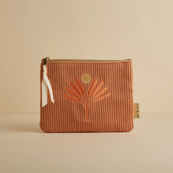 Corduroy Palm Tree Pouch | Dusty Pink