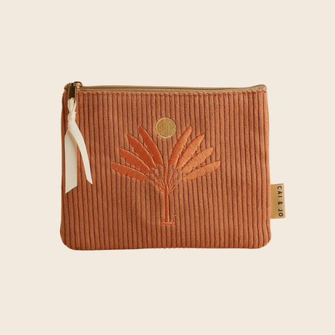Corduroy Palm Tree Pouch | Dusty Pink