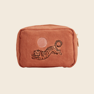 Corduroy Tiger Toiletry Bag | Dusty Pink