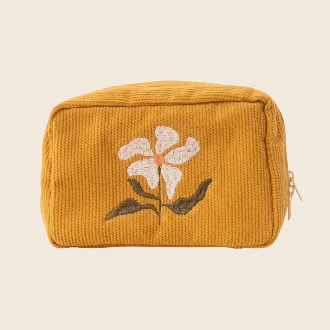 Corduroy Desert Flower Toiletry Bag | Yellow