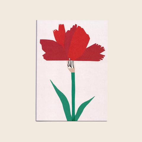 Red Carnation Flower Art Card