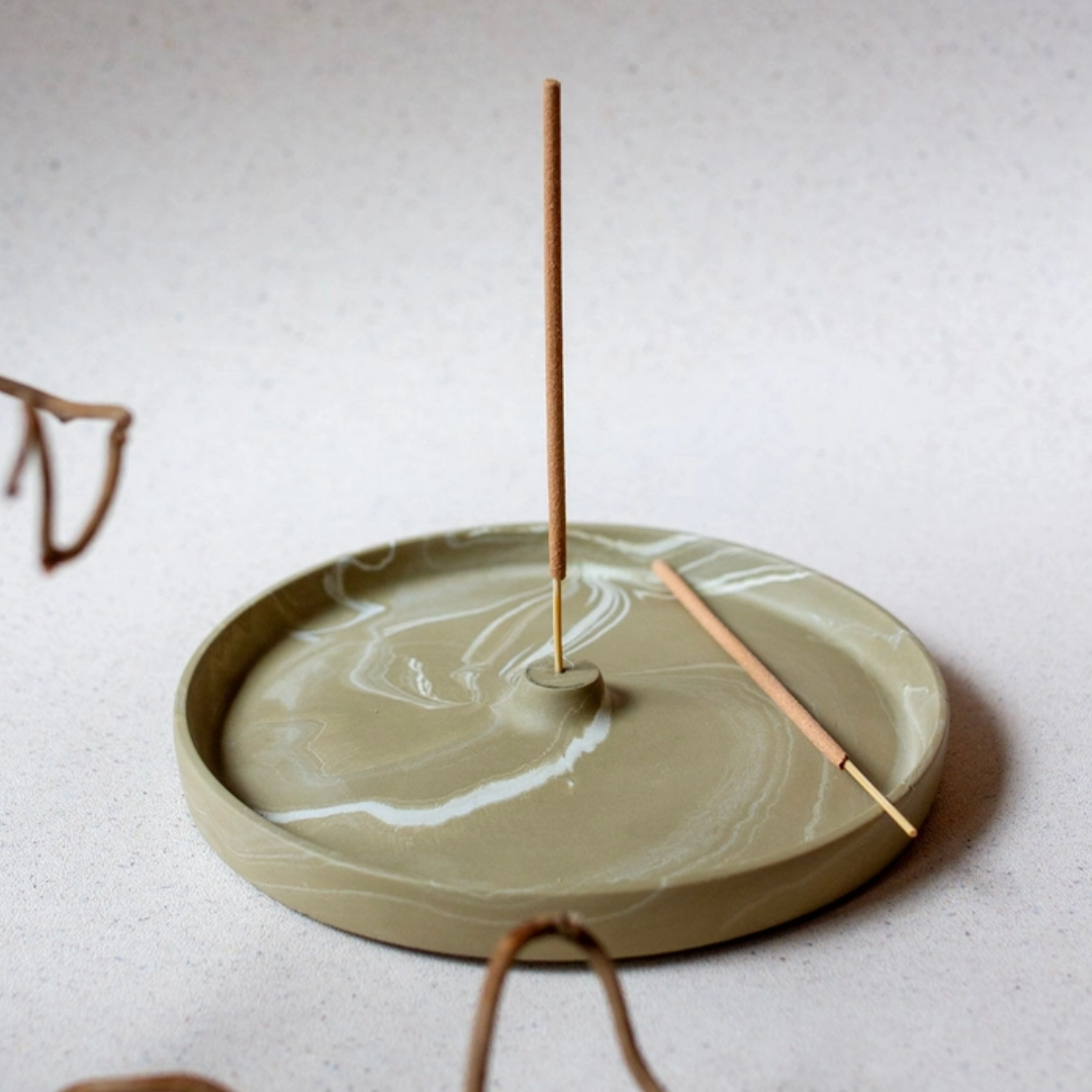 Jesmonite Incense Holder | Green Marble