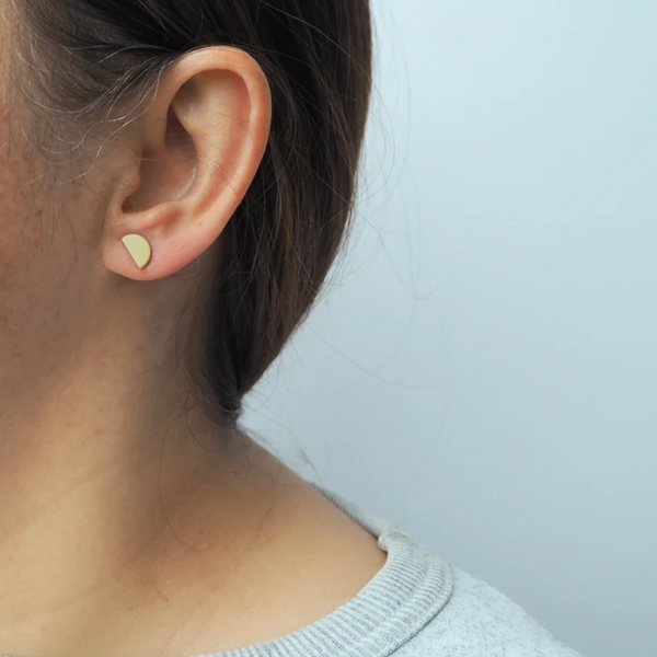Segment Mismatched Stud Earrings - Semi Circle