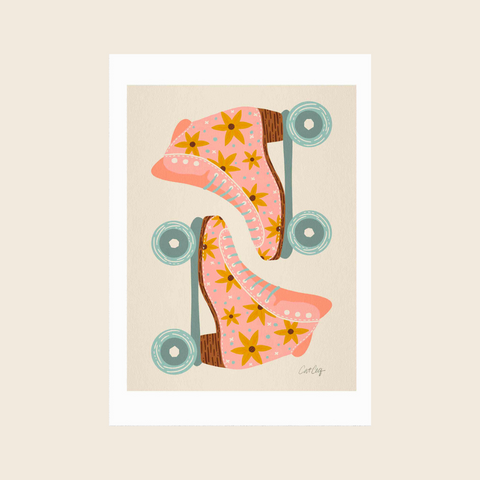 Roller Skates Print in Pink, Mint and Yellow