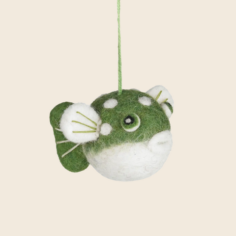 Handmade Needle Felted Puffer Fish Decoration