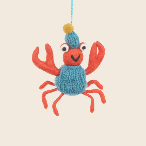 Handmade Needle Felted Snow Crab Decoration