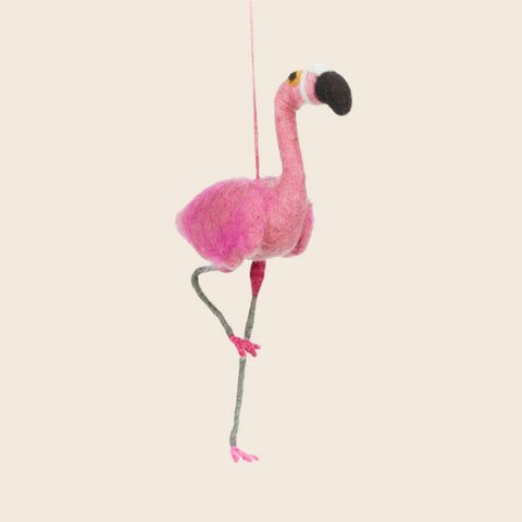 Handmade Needle Felted Flamingo Decoration