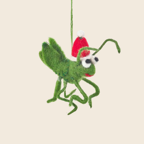 Handmade Needle Felted Christmas Cricket Decoration