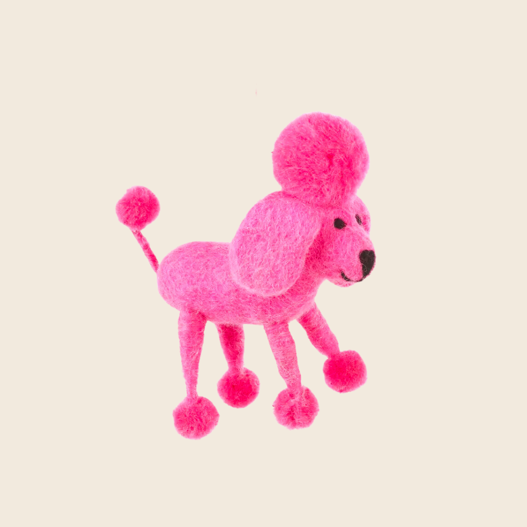 Handmade Needle Felted Pink Poodle Decoration