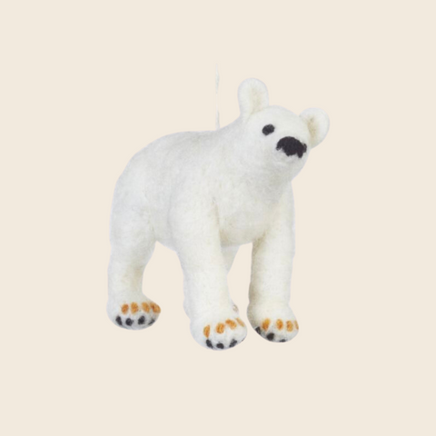 Handmade Needle Felted Polar Bear Decoration
