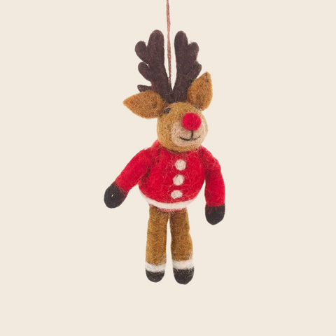 Handmade Needle Felted Rudolph Decoration