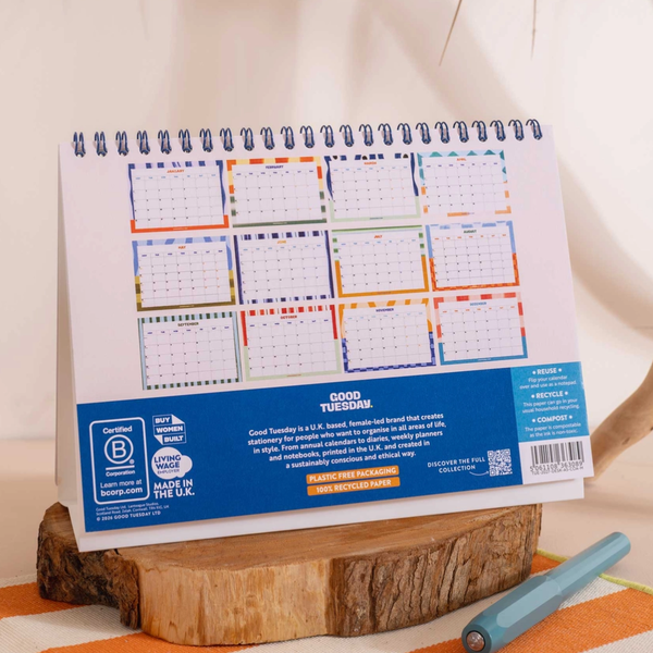 2027 Coastal Stripe Desk Calendar