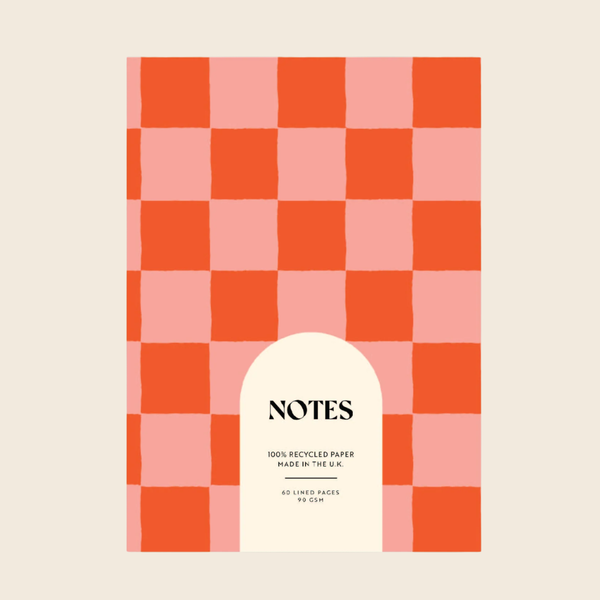 Peach and Cherry Check Notebook | Lined Pages