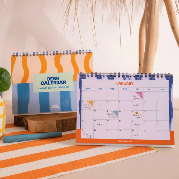 2027 Coastal Stripe Desk Calendar