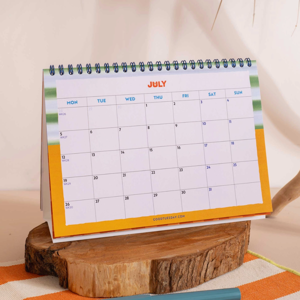 2027 Coastal Stripe Desk Calendar