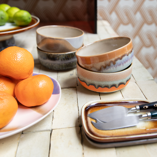 HKLIVING 70s Ceramics Dessert Bowl | Orange Burst