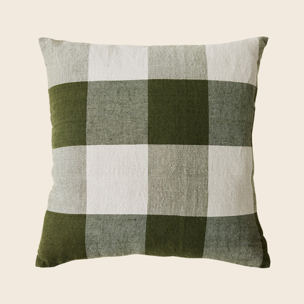 HKLIVING Square Cushion | Lowlands Green Check