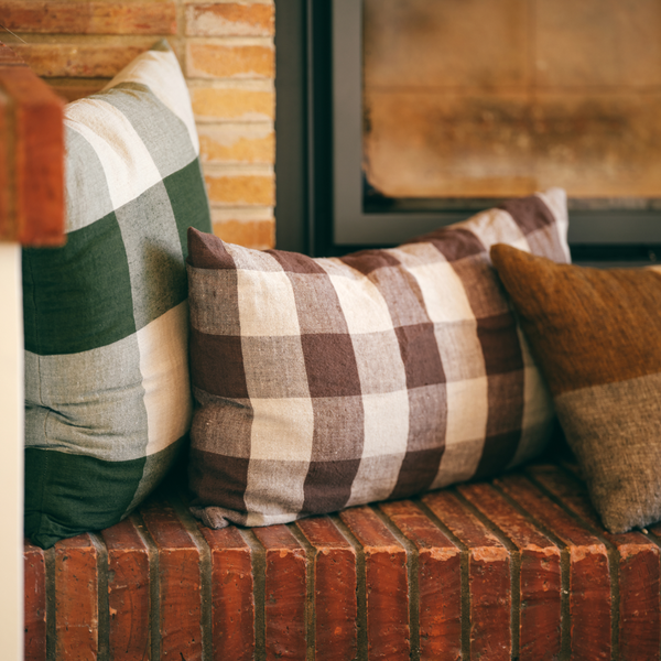 HKLIVING Square Cushion | Lowlands Green Check