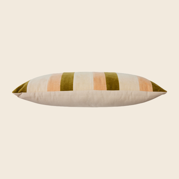 HKLIVING Velvet Striped Cushion | Gold and Pink