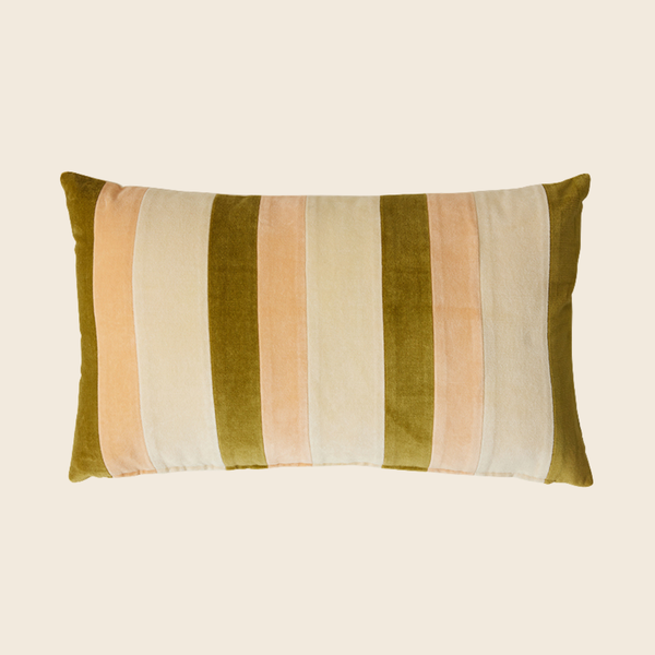 HKLIVING Velvet Striped Cushion | Gold and Pink