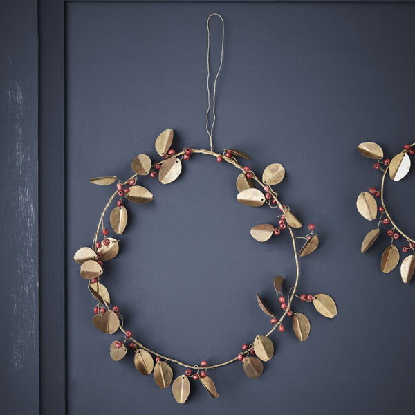 Brass Wreath with Wooden Berries