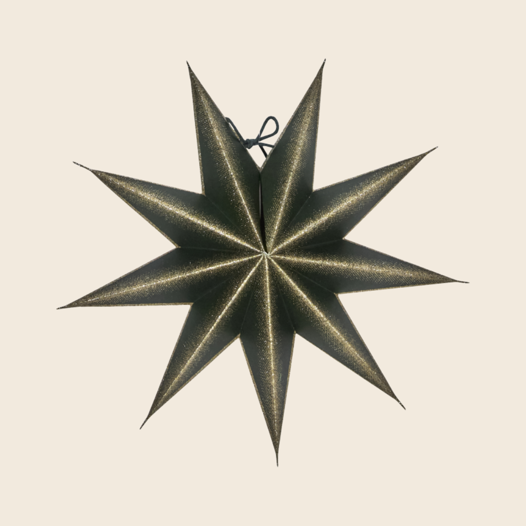 Green and Gold Glitter Paper Star | 3 Sizes