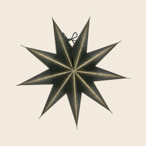 Green and Gold Glitter Paper Star | 3 Sizes