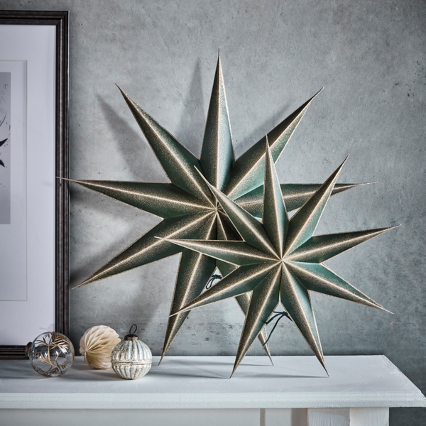 Green and Gold Glitter Paper Star | 3 Sizes