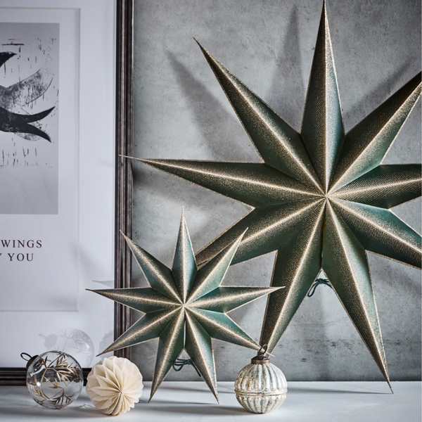 Green and Gold Glitter Paper Star | 3 Sizes