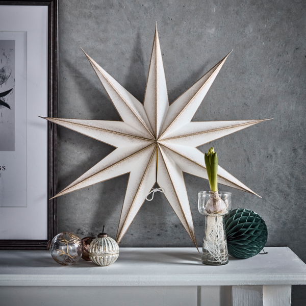 White and Gold Glitter Paper Star | 3 Sizes