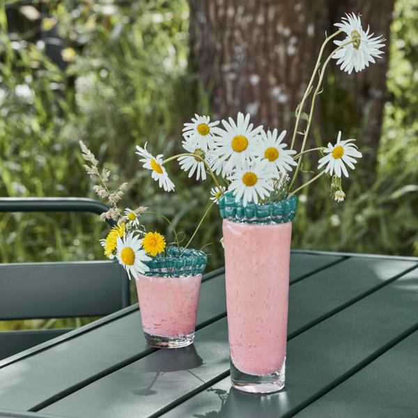Tall Glass Kupla Vase | Green and Pink