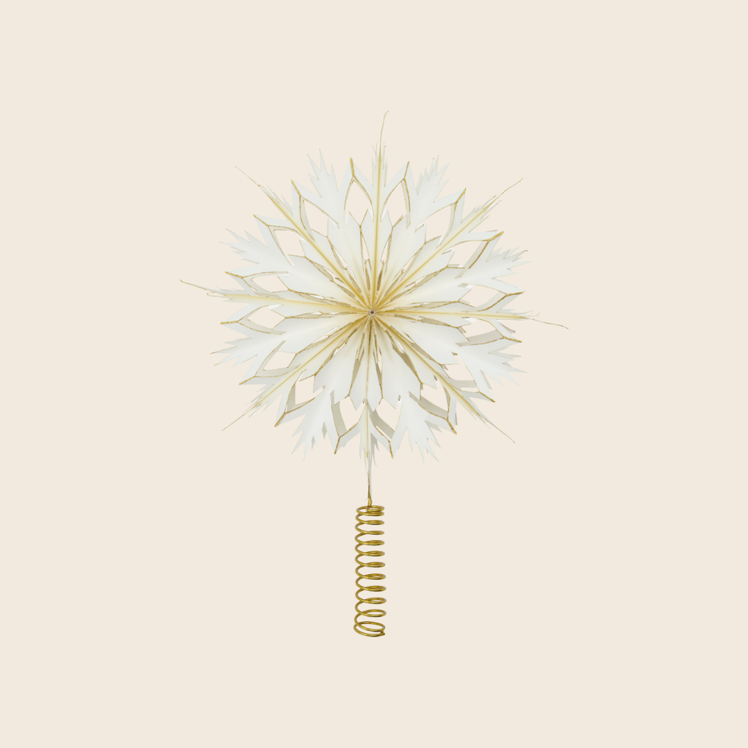 White and Gold Paper Snowflake Tree Topper