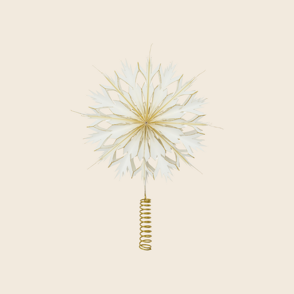 White and Gold Paper Snowflake Tree Topper