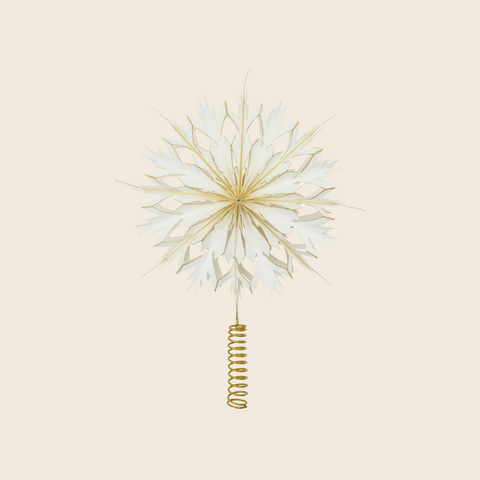 White and Gold Paper Snowflake Tree Topper